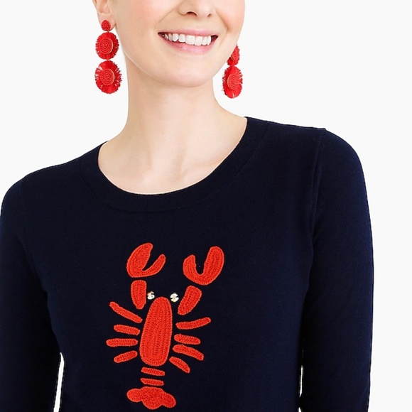 NEW! J. Crew Navy 100% Cotton Classic Lobster Teddie Sweater | XXS - Picture 3 of 8